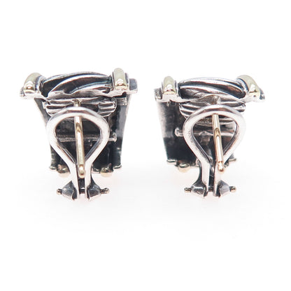 DAVID YURMAN 925 Sterling Silver 14K Gold Vintage Ribbed Omega Back Earrings