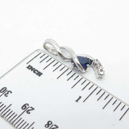 925 Sterling Silver Lab-Created Sapphire & C Z Slide Pendant