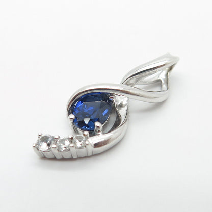 925 Sterling Silver Lab-Created Sapphire & C Z Slide Pendant