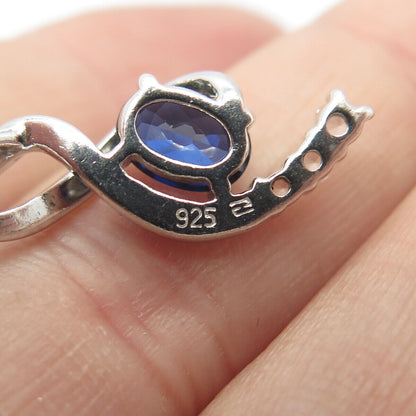 925 Sterling Silver Lab-Created Sapphire & C Z Slide Pendant