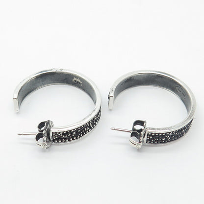 925 Sterling Silver Vintage Granulated Half Hoop Earrings