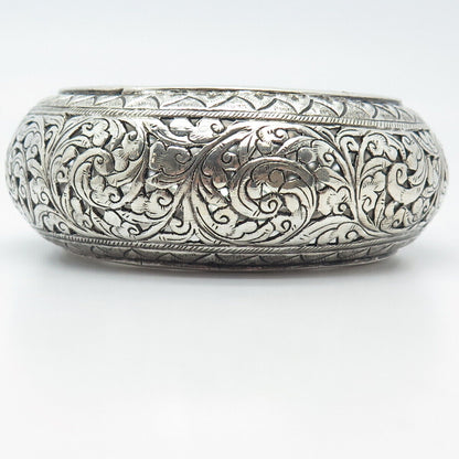 800 Silver Vintage Ornate Bangle Bracelet 8"