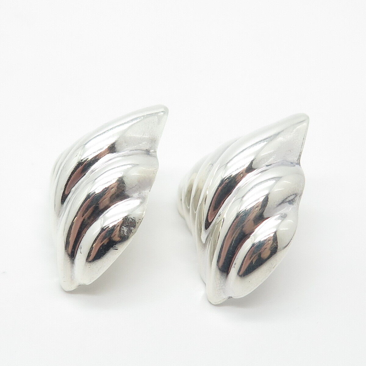 925 Sterling Silver Vintage Mexico Ribbed Earrings