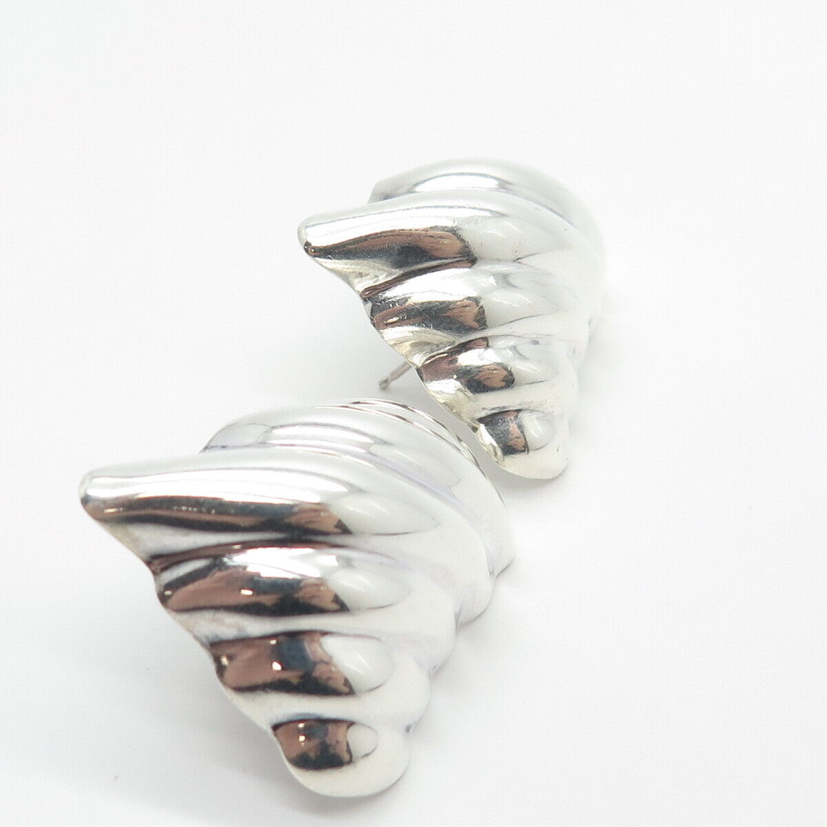 925 Sterling Silver Vintage Mexico Ribbed Earrings