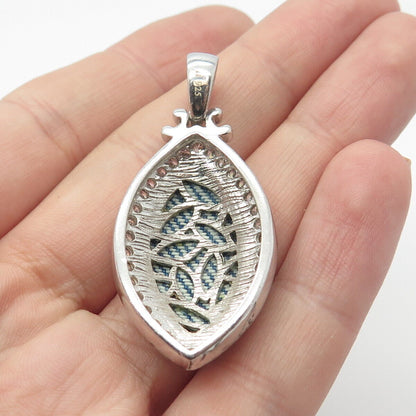 925 Sterling Silver Vintage Pave C Z Pendant