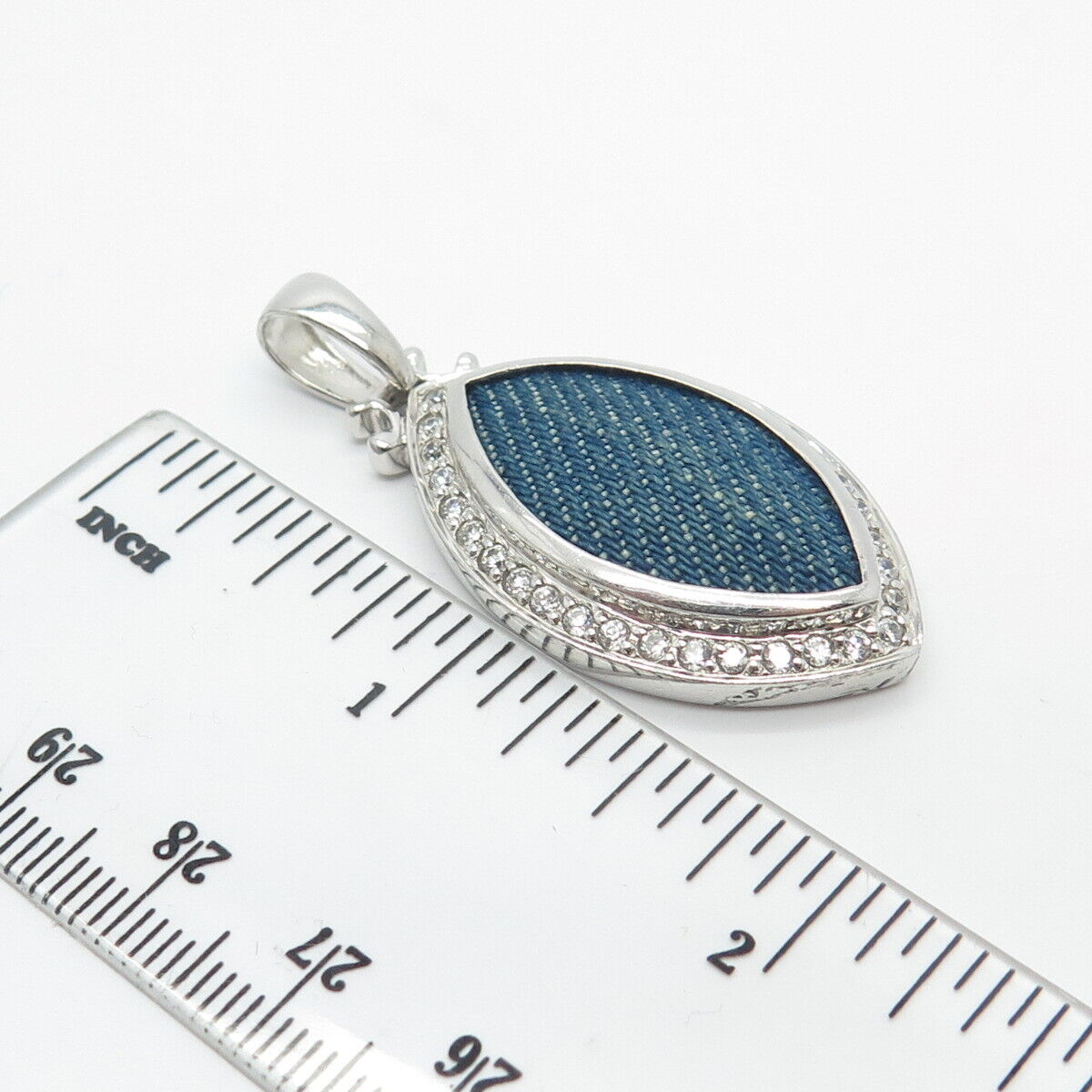 925 Sterling Silver Vintage Pave C Z Pendant