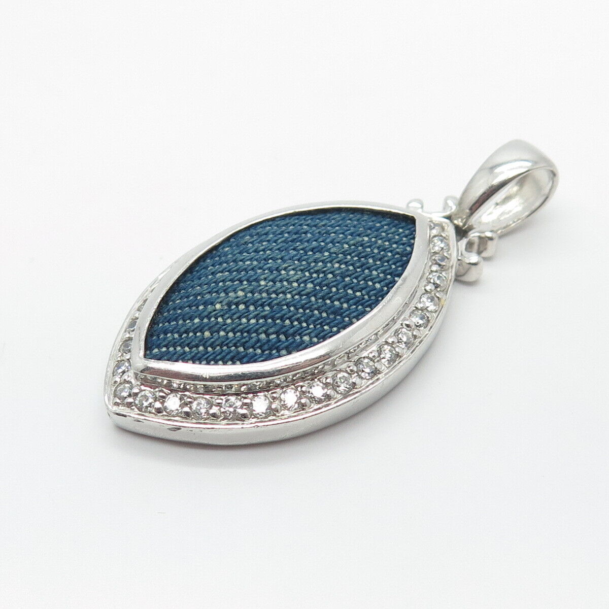 925 Sterling Silver Vintage Pave C Z Pendant