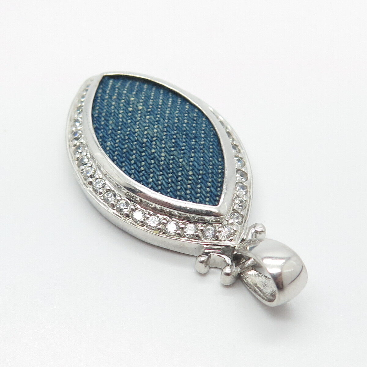 925 Sterling Silver Vintage Pave C Z Pendant