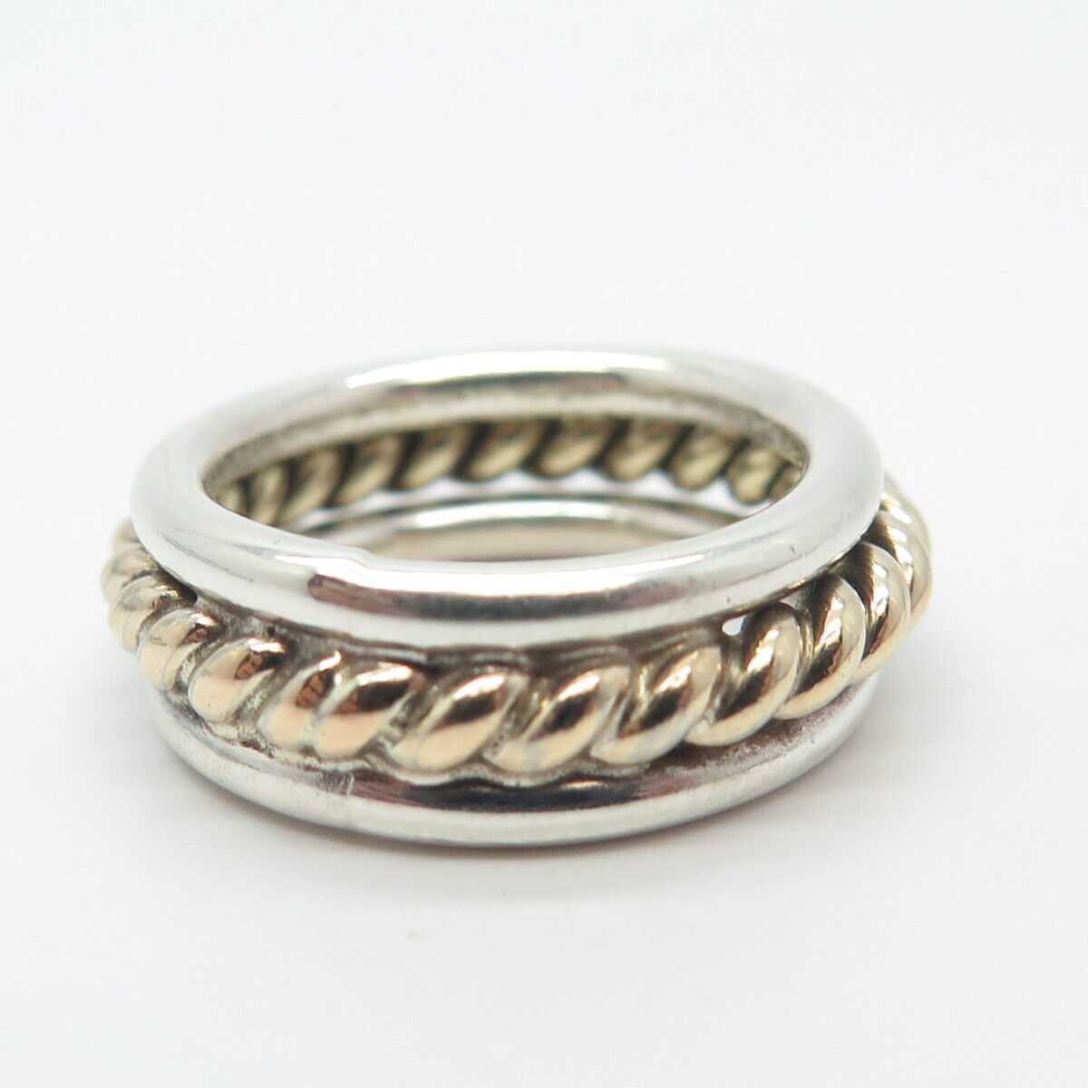 925 Sterling Silver 2-Tone Vintage Twisted Band Toe Ring Size 4