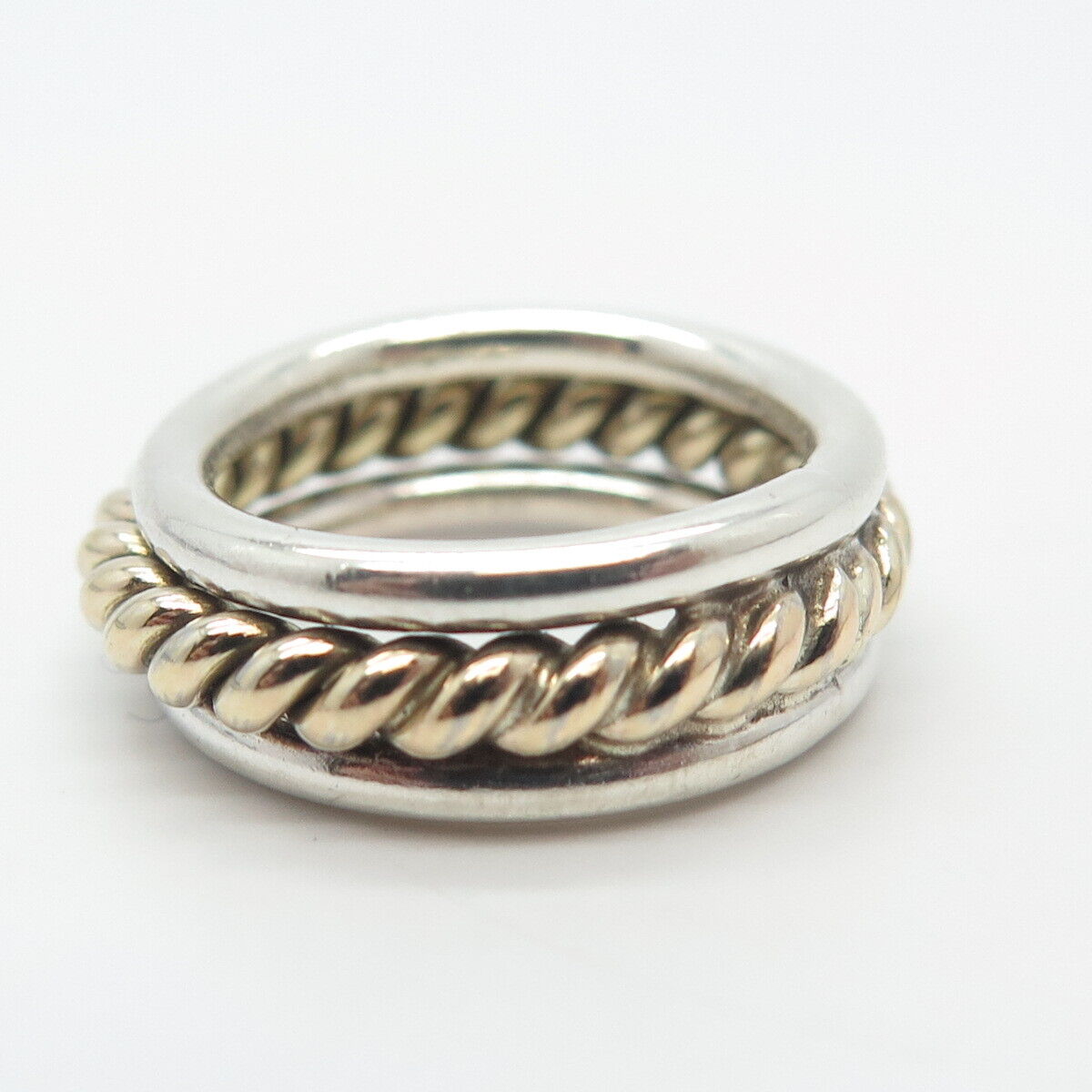 925 Sterling Silver 2-Tone Vintage Twisted Band Toe Ring Size 4