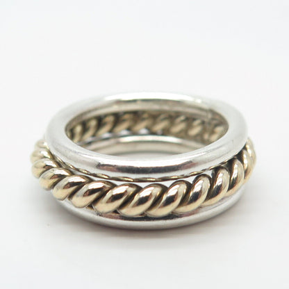 925 Sterling Silver 2-Tone Vintage Twisted Band Toe Ring Size 4