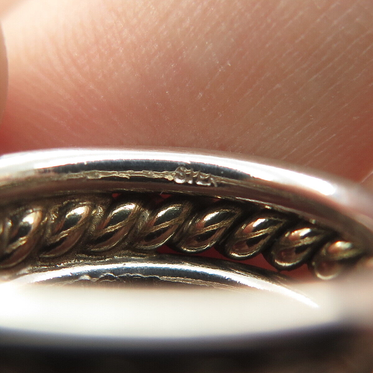 925 Sterling Silver 2-Tone Vintage Twisted Band Toe Ring Size 4