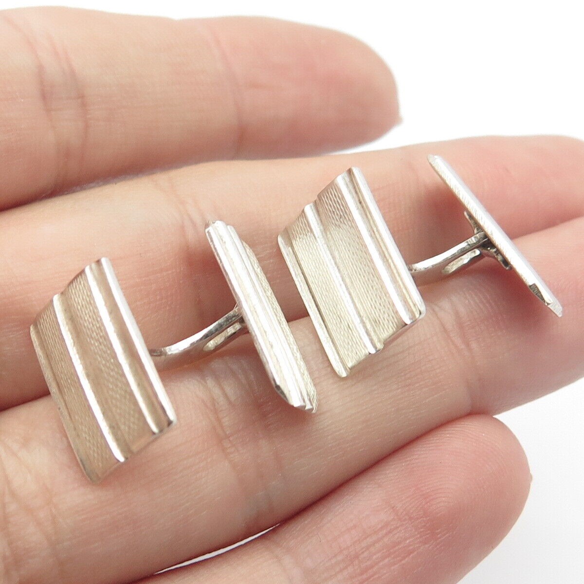 800 Silver Vintage Striped Cufflinks