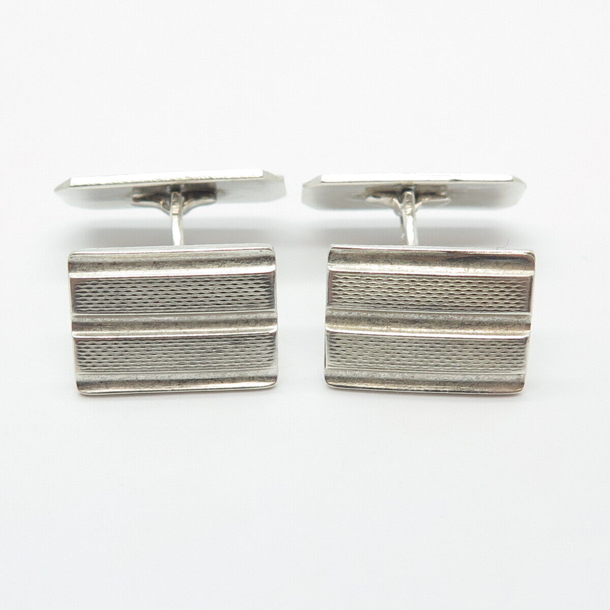 800 Silver Vintage Striped Cufflinks