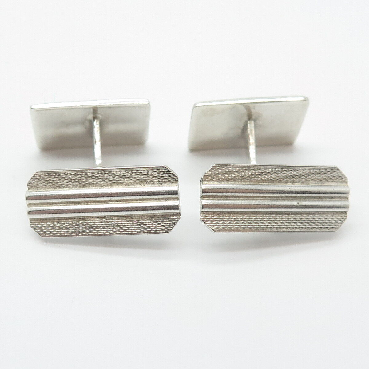 800 Silver Vintage Striped Cufflinks