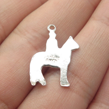 925 Sterling Silver Vintage BM Co Enamel Canadian Mountie & Horse Pendant