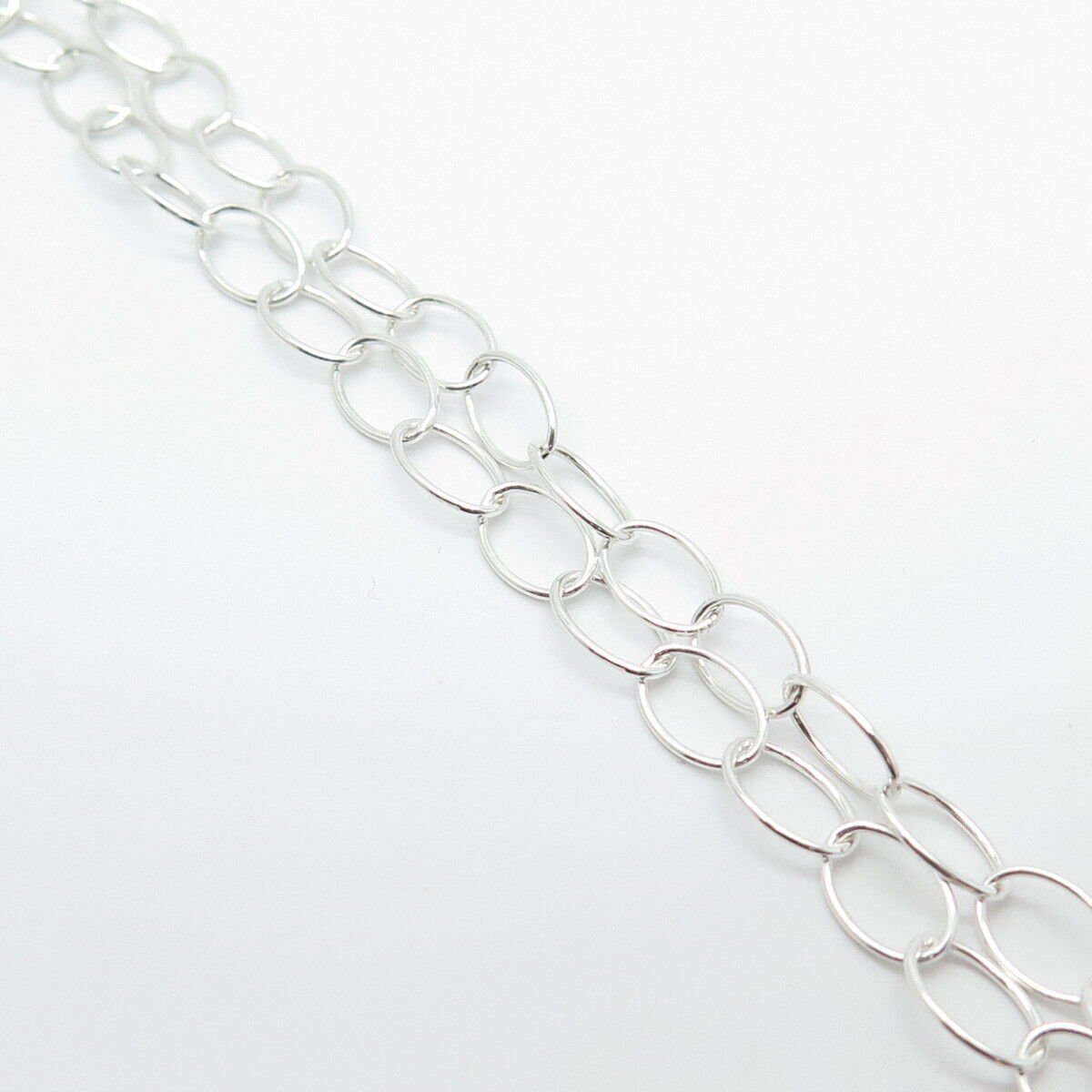 925 Sterling Silver Vintage Italy Hammered Finish Rolo Chain Necklace 16"