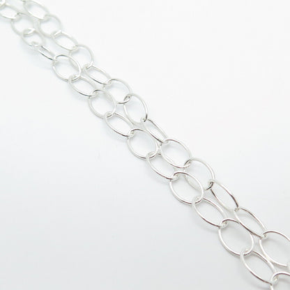 925 Sterling Silver Vintage Italy Hammered Finish Rolo Chain Necklace 16"