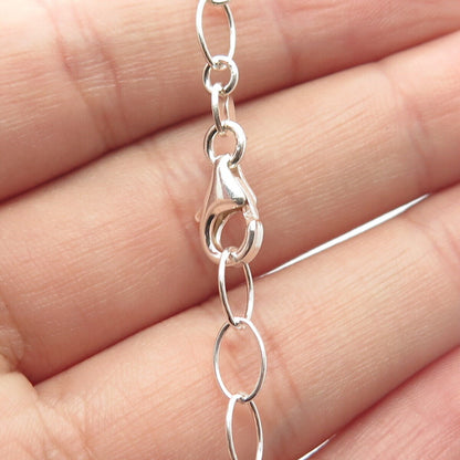 925 Sterling Silver Vintage Italy Hammered Finish Rolo Chain Necklace 16"