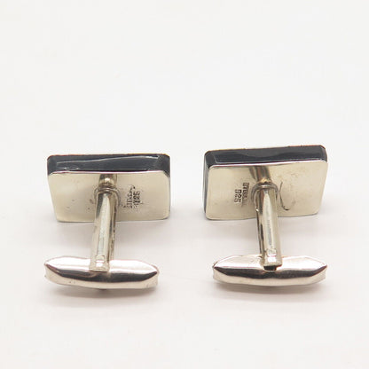 925 Sterling Silver 3-Tone Vintage Black Onyx Gem Picador Bullfighter Cufflinks