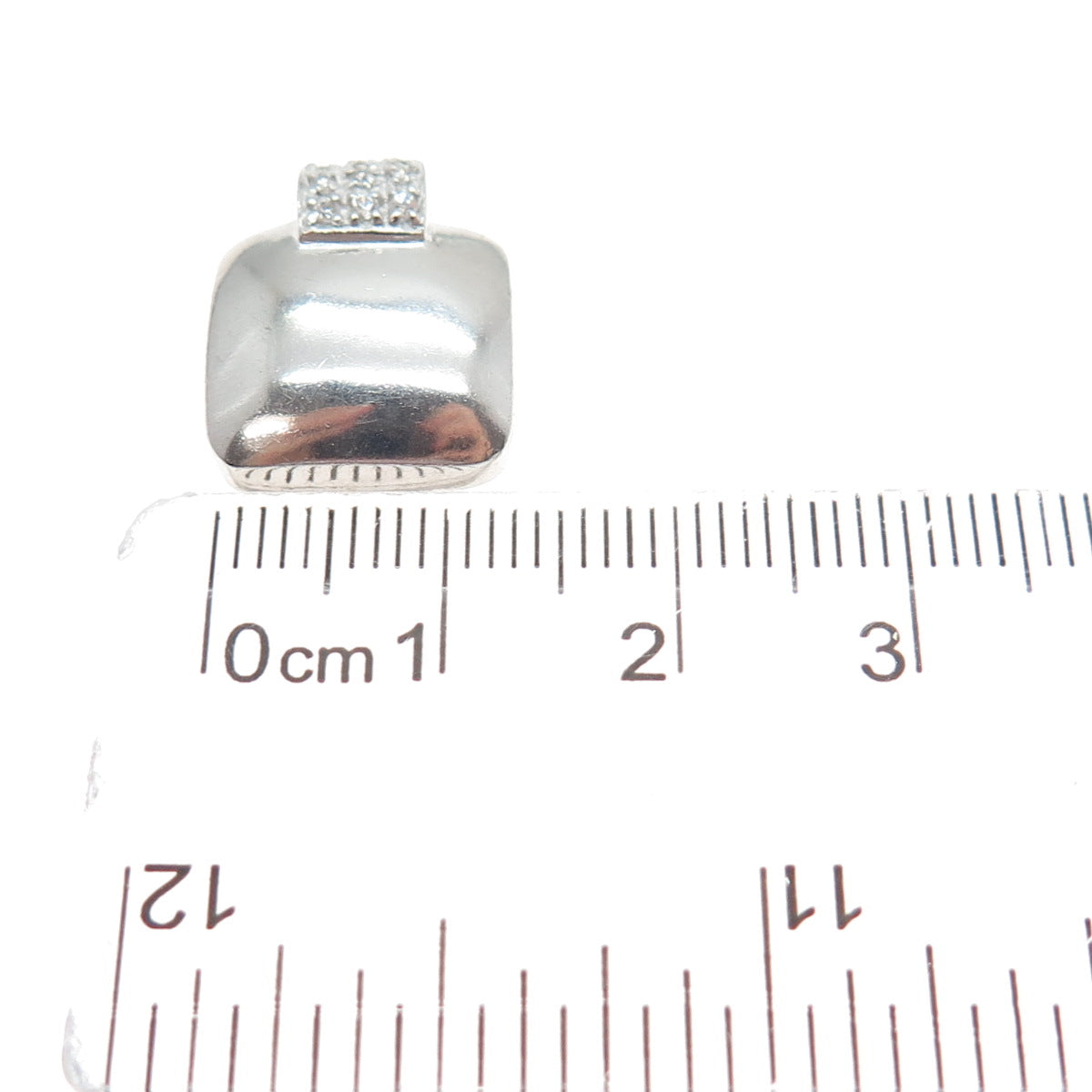 925 Sterling Silver Vintage Round-Cut C Z Minimalist Slide Charm Pendant
