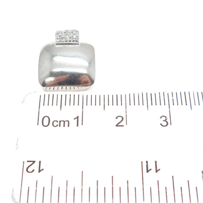 925 Sterling Silver Vintage Round-Cut C Z Minimalist Slide Charm Pendant