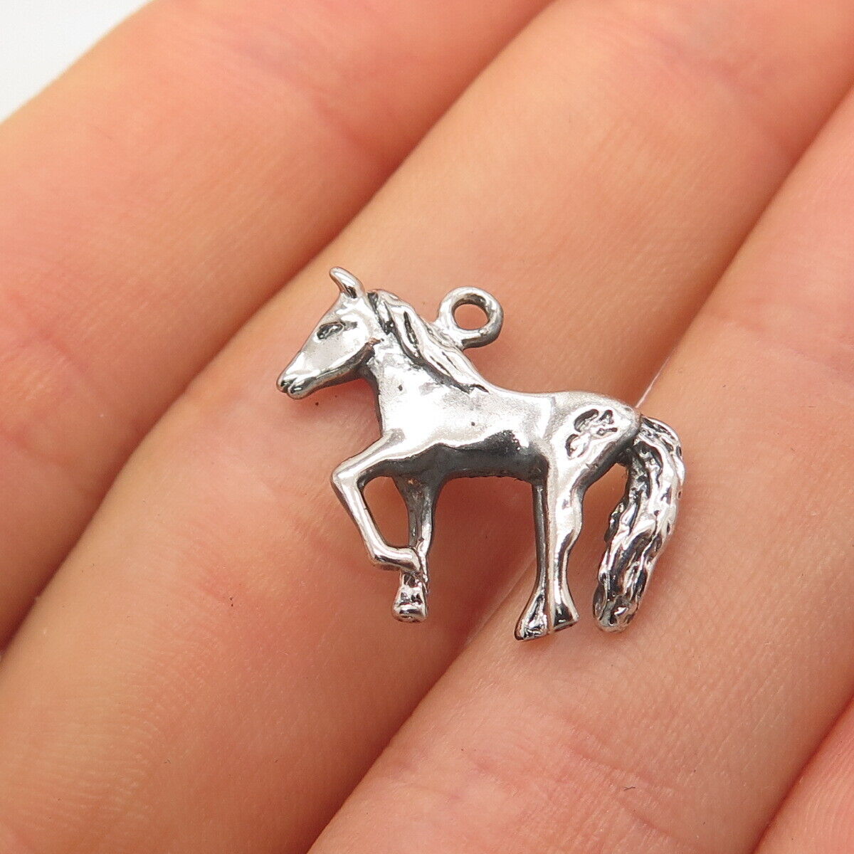 925 Sterling Silver Vintage Horse / Foal 3D Charm Pendant