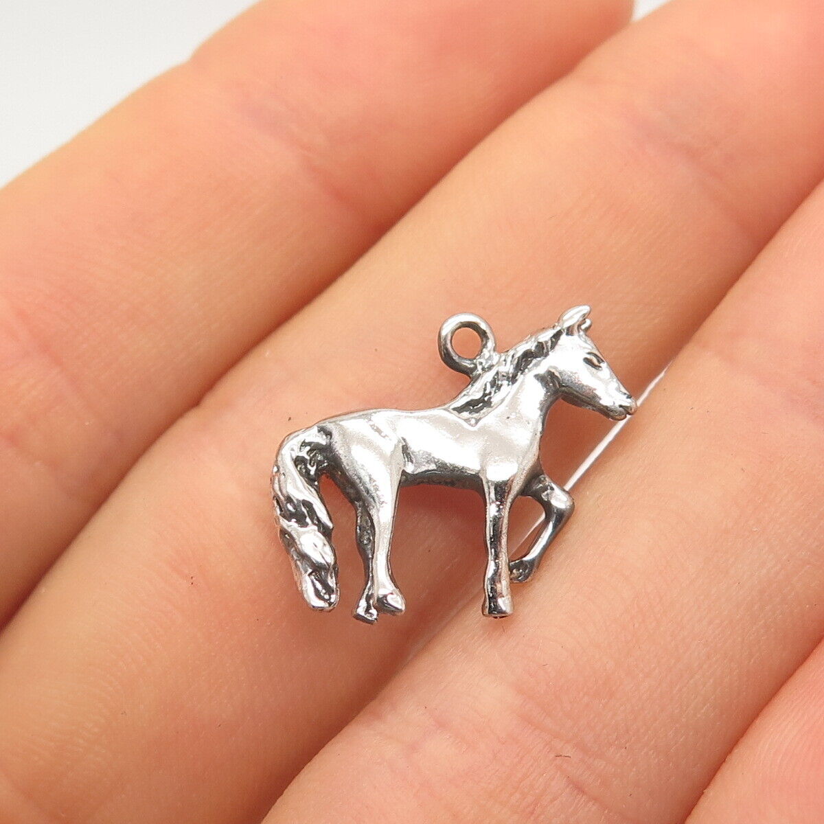 925 Sterling Silver Vintage Horse / Foal 3D Charm Pendant