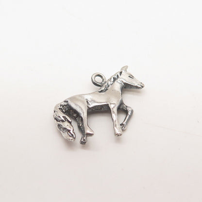 925 Sterling Silver Vintage Horse / Foal 3D Charm Pendant