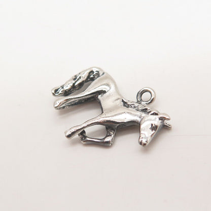 925 Sterling Silver Vintage Horse / Foal 3D Charm Pendant