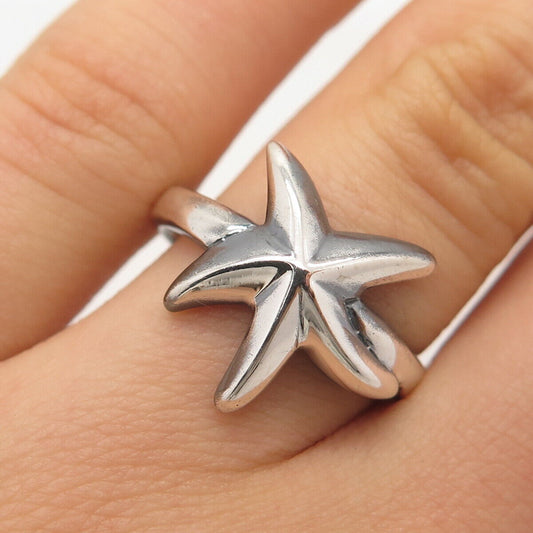 925 Sterling Silver Vintage Starfish Ring Size 8