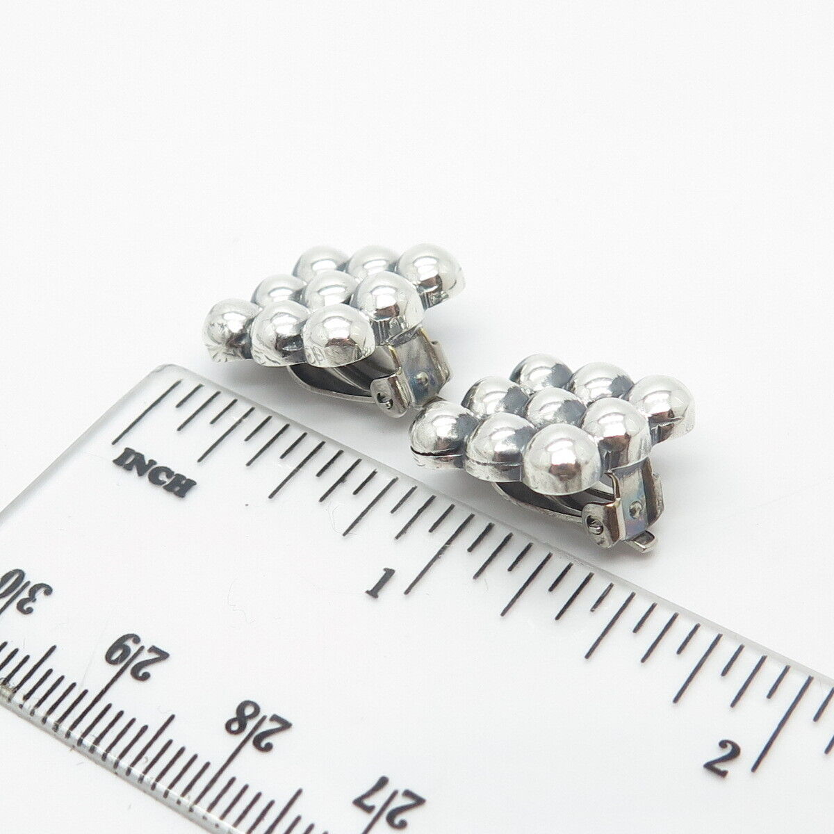 925 Sterling Silver Vintage Ball / Bead Clip-On Earrings