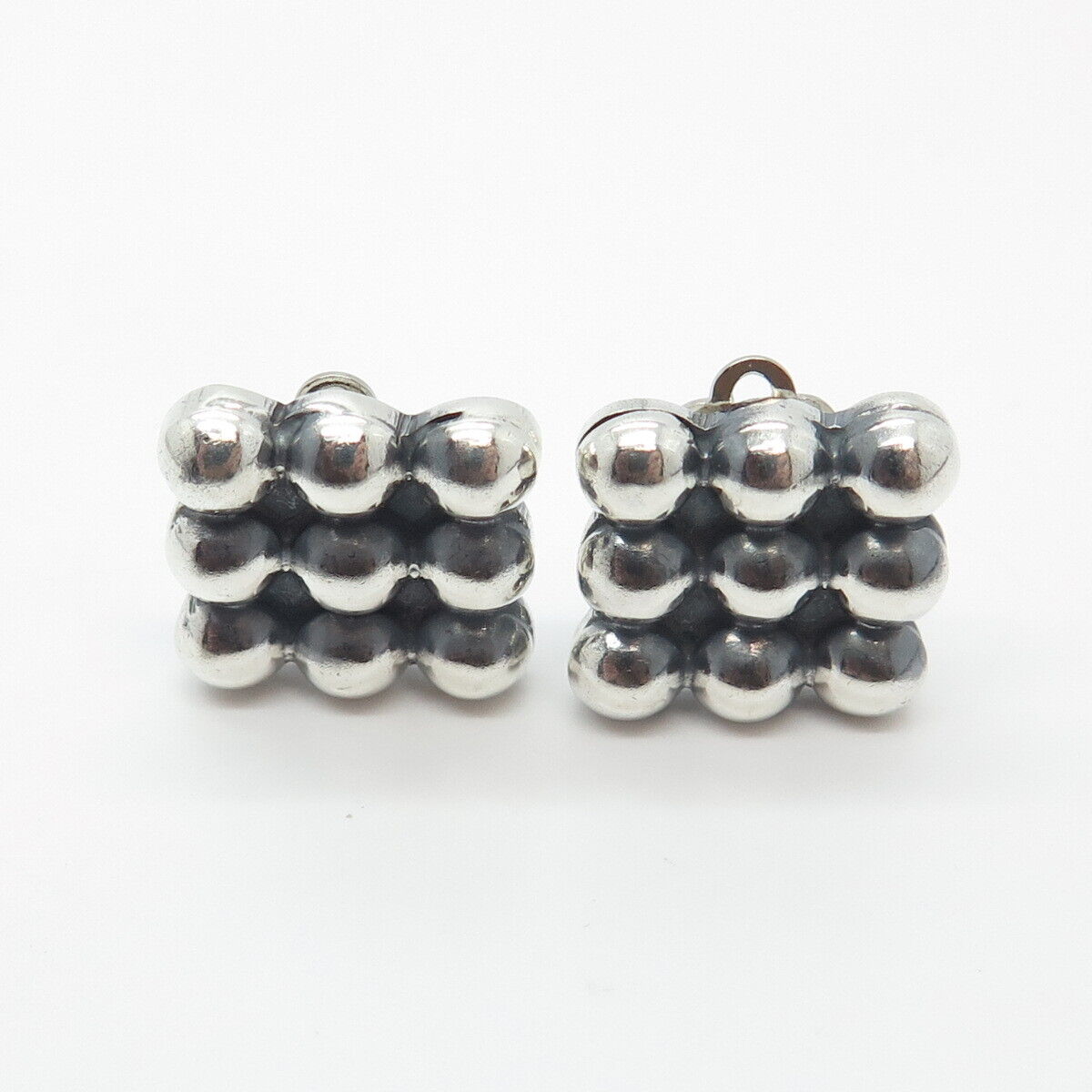 925 Sterling Silver Vintage Ball / Bead Clip-On Earrings