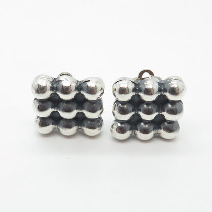 925 Sterling Silver Vintage Ball / Bead Clip-On Earrings