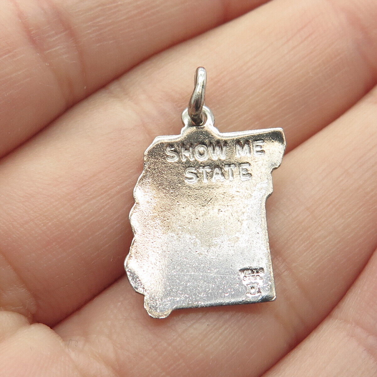 925 Sterling Silver Vintage Wells Enamel "Missouri" State Map Charm Pendant