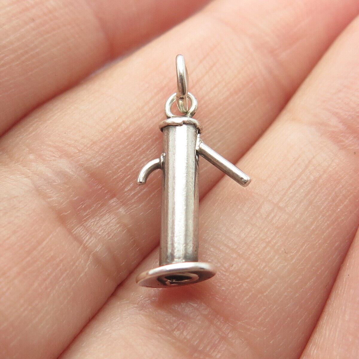 925 Sterling Silver Vintage Water Column Charm Pendant