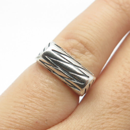 925 Sterling Silver Vintage Striped Toe Ring Size 3.25