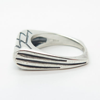 925 Sterling Silver Vintage Striped Toe Ring Size 3.25