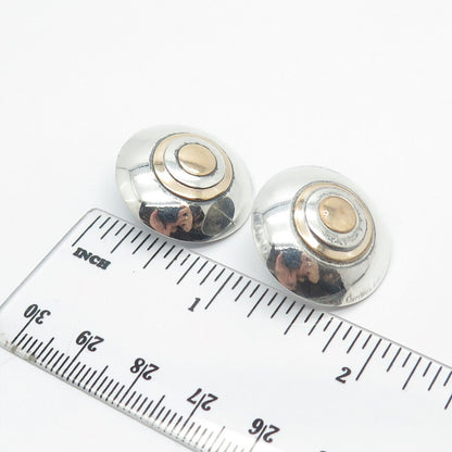 925 Sterling Silver 2-Tone Vintage Hemisphere Earrings