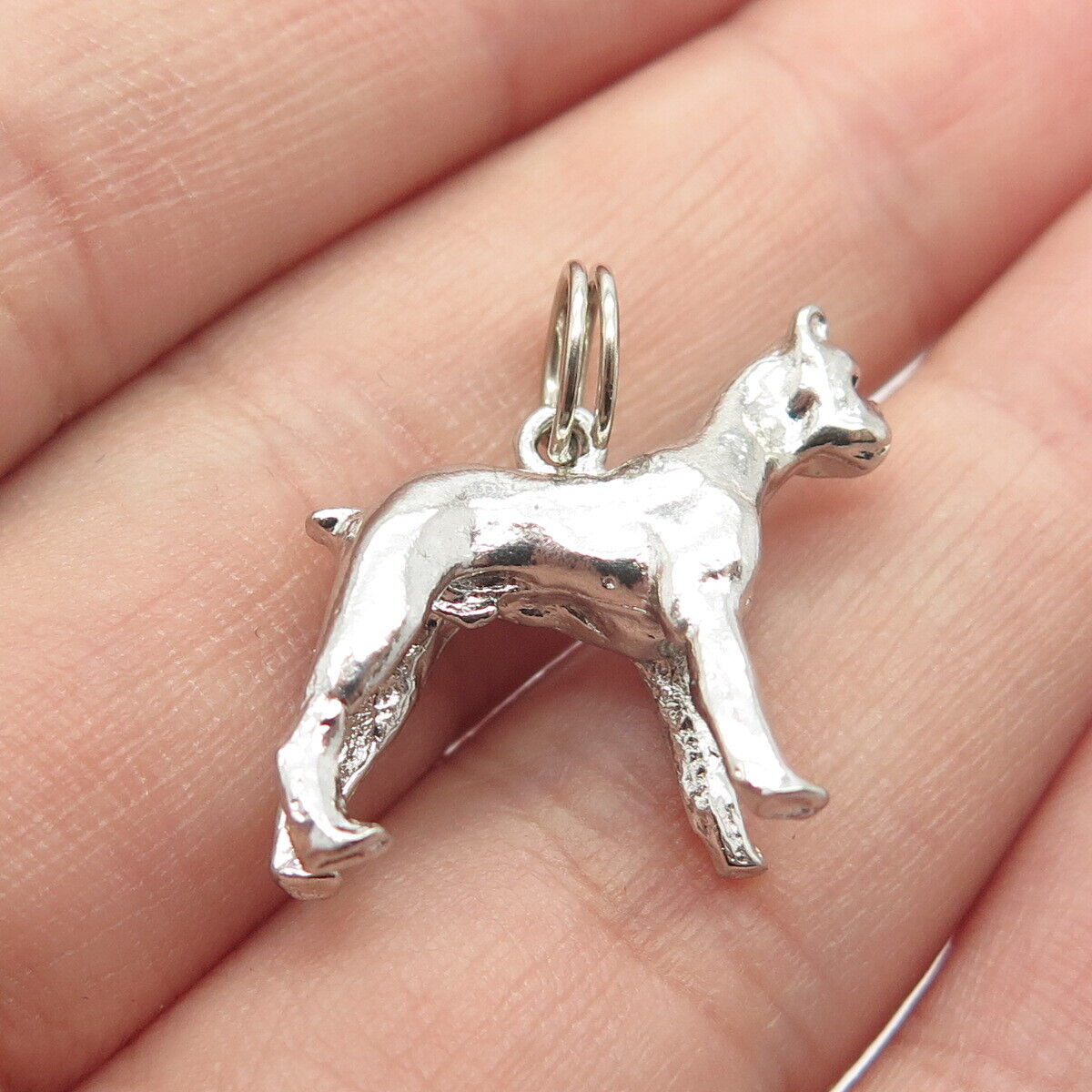 925 Sterling Silver Vintage Dog 3D Pendant