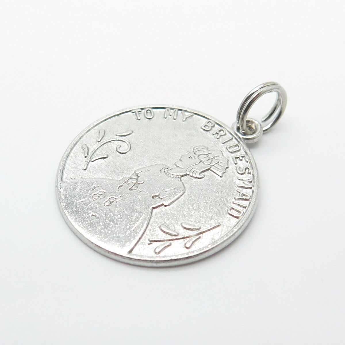 925 Sterling Silver Vintage Wells “To My Bridesmaid” Round Pendant