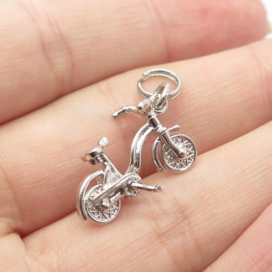 925 Sterling Silver Vintage Bicycle 3D Pendant