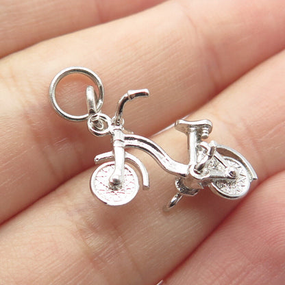 925 Sterling Silver Vintage Bicycle 3D Pendant