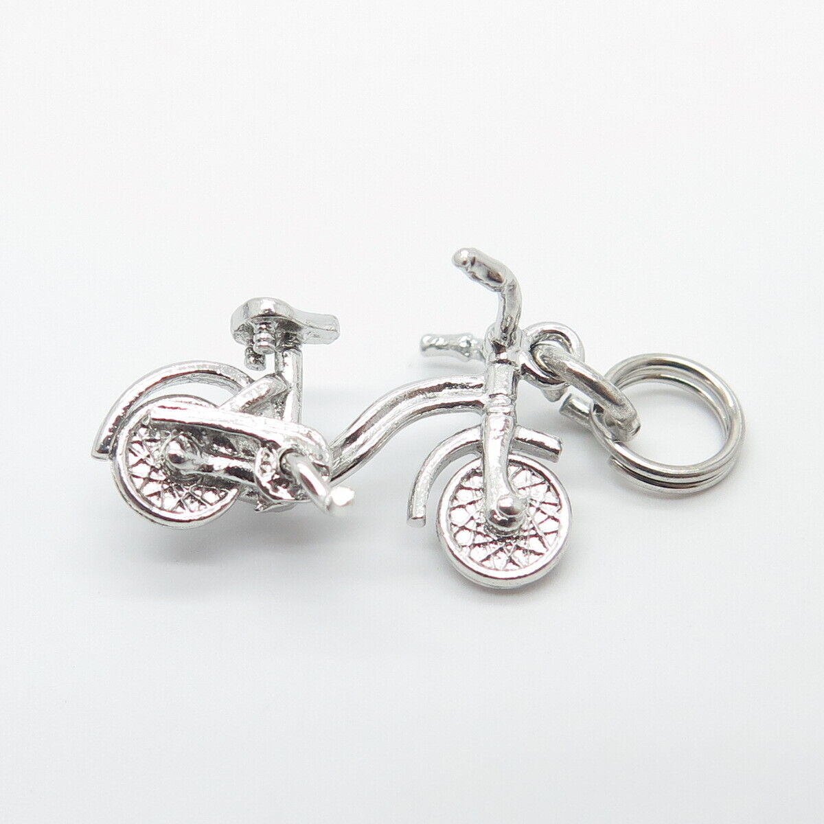 925 Sterling Silver Vintage Bicycle 3D Pendant