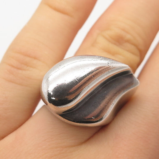 925 Sterling Silver Vintage Ribbed Ring Size 7