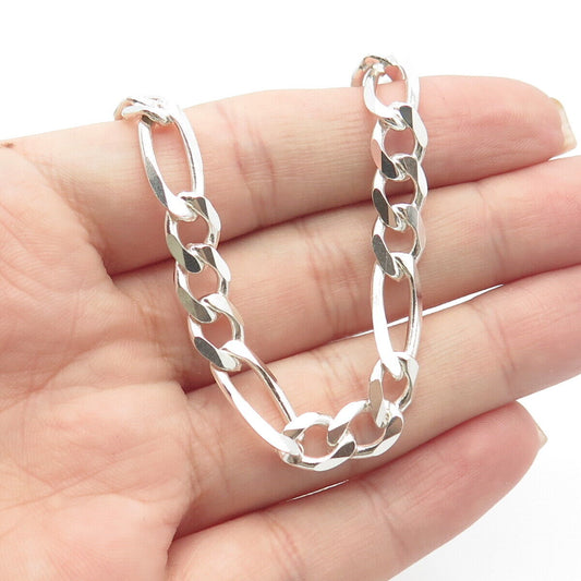 925 Sterling Silver Vintage Italy P. Lux Figaro Chain Necklace 20"