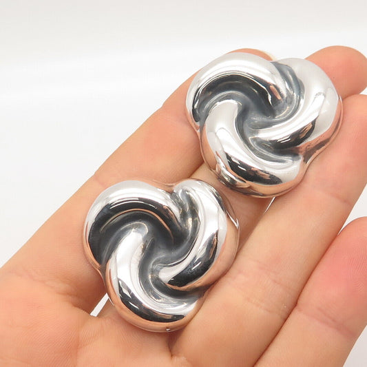 925 Sterling Silver Vintage Mexico Ribbed Earrings