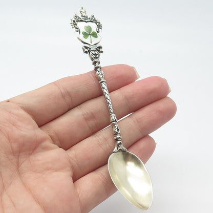 800 Silver Antique Colorful Enamel Clover Spoon