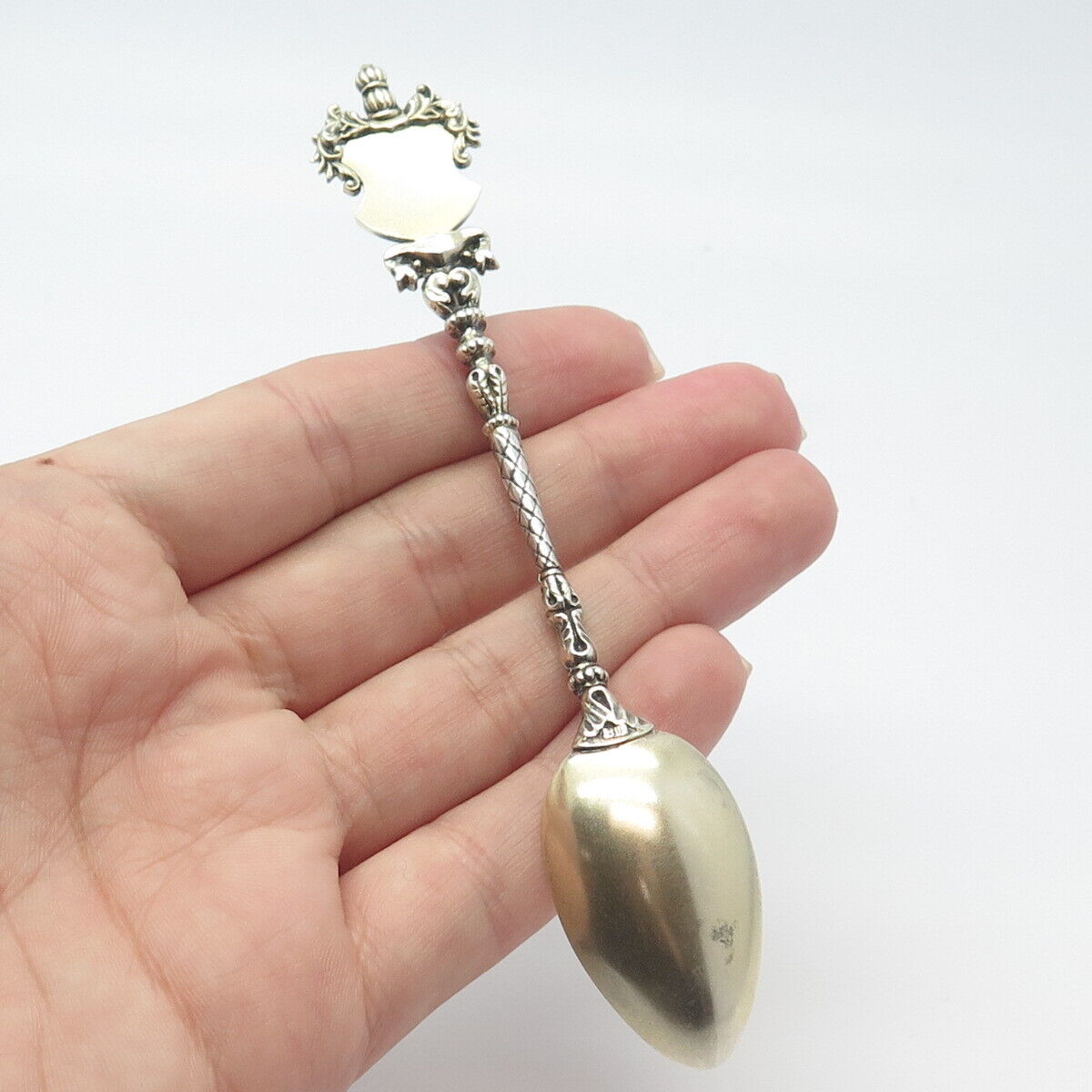 800 Silver Antique Colorful Enamel Clover Spoon