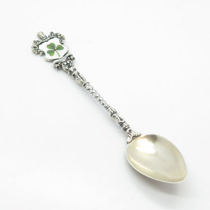 800 Silver Antique Colorful Enamel Clover Spoon